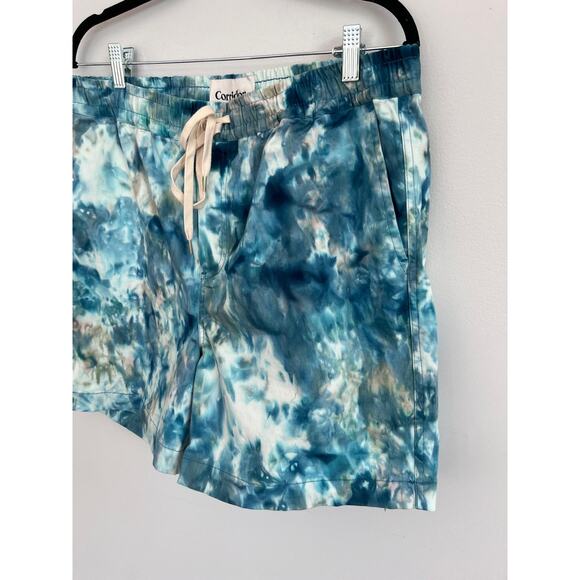 Corridor Swim Trunks Men L Blue Tie Dye Elastic Waist Mesh‎ Lined Shorts - Picture 7 of 8